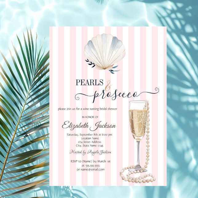Convites Pérolas de Conchas & Prosecco Listras Rosa (Criador carregado)