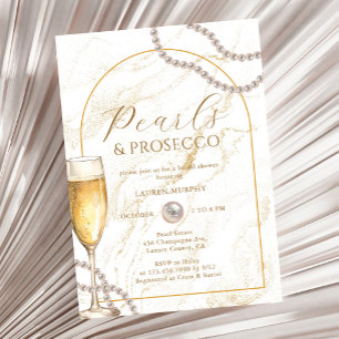 Convites Pérolas de luxo elegantes e Chá de panela Prosecco