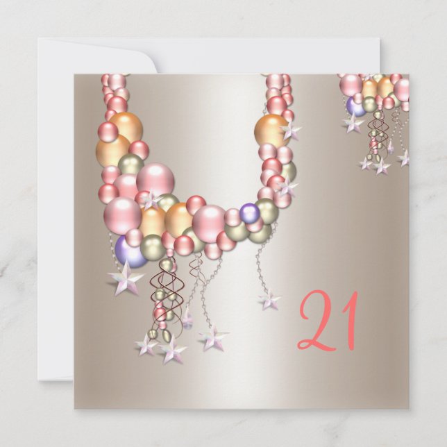 Convites Pérolas de pêssego bonito Estrelas aniversário de  (Frente)