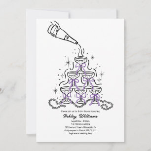 Convites Pérolas desenhadas à mão e Chá de panela Prosecco