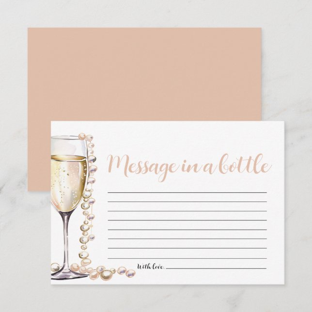 Convites Pérolas Douradas e Mensagem Prosecco num Jogo de G (Frente/Verso)