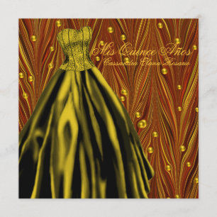 Convites Pérolas Douradas Vestido Dourado Preto Vermelho Do