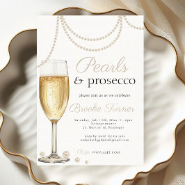 Convites Pérolas e Chá de brunch Bridal Prosecco elegante