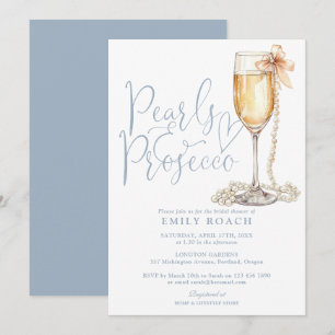 Convites Pérolas E Chá de panela Azul Prosecco Dusty
