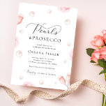 Convites Pérolas e Chá de panela de Prosecco<br><div class="desc">Surpreenda os seus entes queridos com este convite elegante,  com um roteiro elegante e detalhes editáveis. Personalize-o facilmente clicando na opção "personalizar".</div>