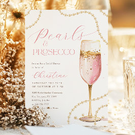 Convites Pérolas e Chá de panela Dourado Rosa Prosecco