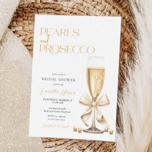 Convites Pérolas e Chá de panela Mínimo Dourado do Prosecco