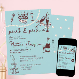 Convites Pérolas E Chá de panela Personalizado Prosecco