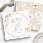 Convites Pérolas e Chá de panela Prosecco<br><div class="desc">Elevem sua celebração com nossos Chás de panela Pérolas e Prosecco. Apresentando delicadas cores aquáticas, creme de bolo e flores bronzeadas adornadas com lindas pérolas e óculos de champanhe de luxo, esta coleção expele sofisticação do eterno. Perfeito para um caso de almoço de champanhe, esta coleção dá o tom para...</div>