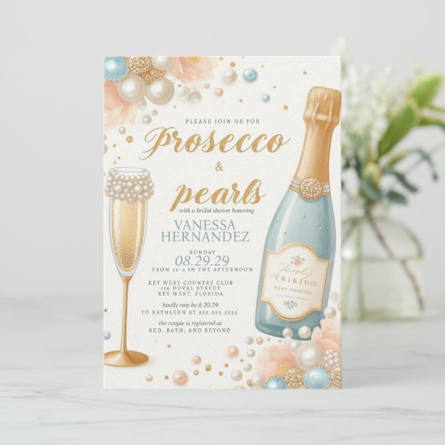 Convites Pérolas e Chá de panela Prosecco (Em pé/Frente)