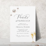 Convites Pérolas e Chá de panela Prosecco - Elegante Minima<br><div class="desc">Surpreenda os seus entes queridos com este convite elegante,  com um roteiro elegante e detalhes editáveis. Personalize-o facilmente clicando na opção "personalizar".</div>