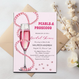 Convites Pérolas e Chá de panela rosa com rosca Prosecco