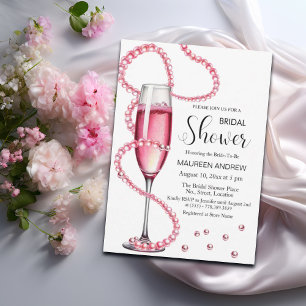 Convites Pérolas e Chá de panela rosa-rosado Prosecco