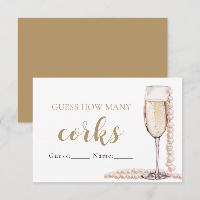 Convites Pérolas e Prosecco Adivinham Quantos Jogos de Cork (Frente/Verso)