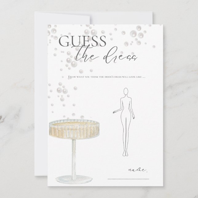 Convites Pérolas e Prosecco Adivinhe o Vestido Jogo de Noiv (Frente)