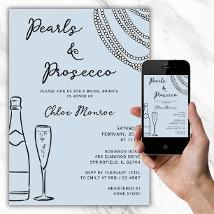Convites Pérolas e Prosecco - Brida Azul Moderno Dusty Brun