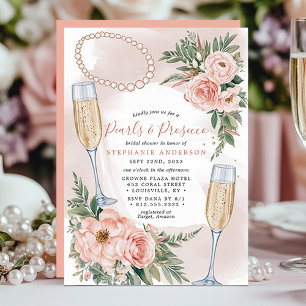 Convites Pérolas e Prosecco Chá de Noiva Elegante