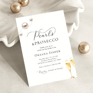 Convites Pérolas e Prosecco Chá de Noiva Minimalista Elegan