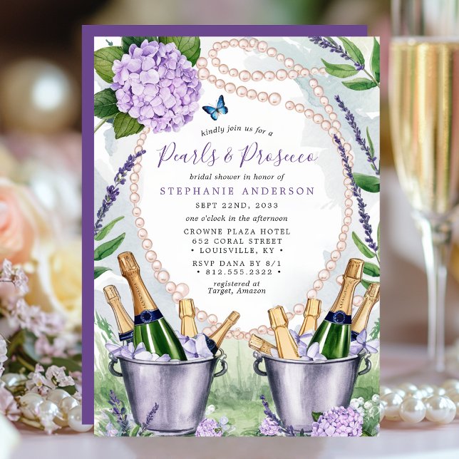Convites Pérolas e Prosecco Chá de Noiva no Jardim Elegante (Criador carregado)