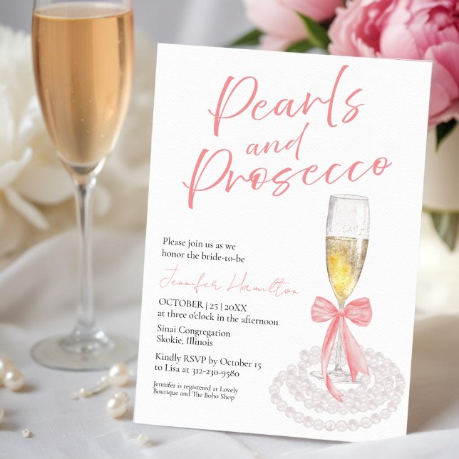 Convites Pérolas e Prosecco | Chá de panela de Aquarela do  (Criador carregado)