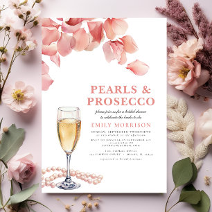 Convites Pérolas e Prosecco Chá de panela Floral Rosa Moder