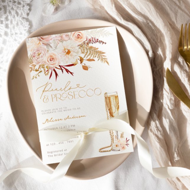 Convites Pérolas e Prosecco com Chá de panela Floral (Criador carregado)