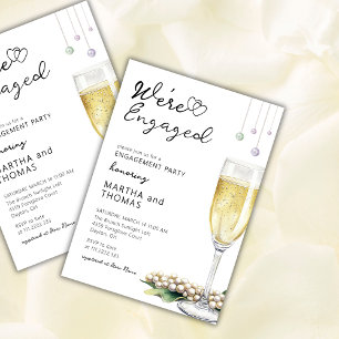 Convites Pérolas E Prosecco Festa De Noivado Elegante