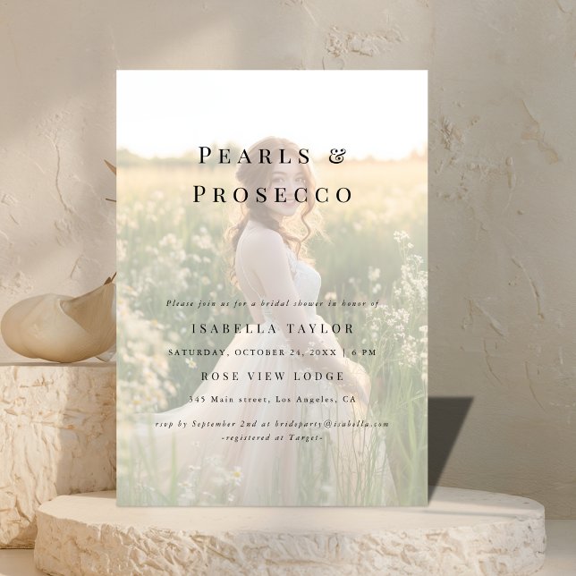 Convites Pérolas e Prosecco | Foto simples do Chá de panela (Criador carregado)