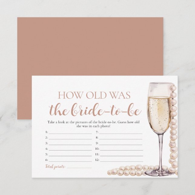 Convites Pérolas e Prosecco - Quantos Anos Teve a Noiva (Frente/Verso)