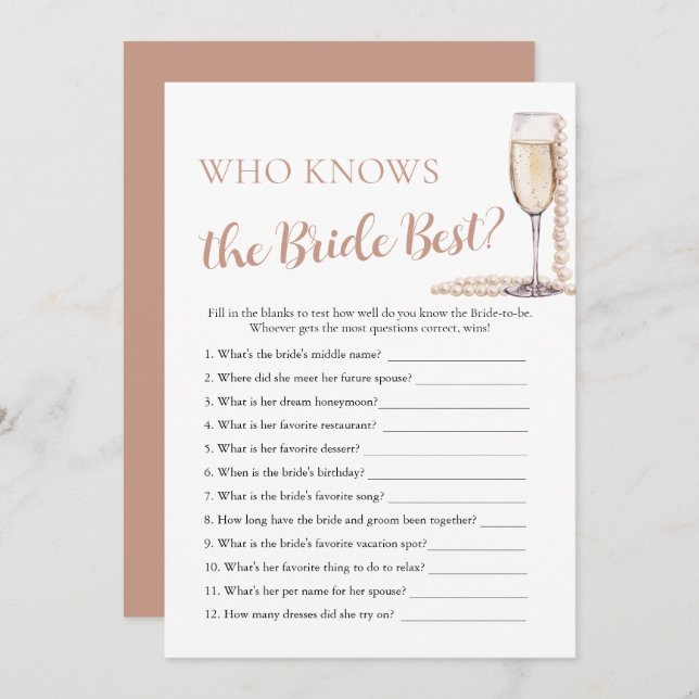 Convites Pérolas e Prosecco que conhecem o melhor jogo da n (Frente/Verso)