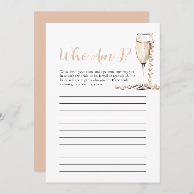 Convites Pérolas e Prosecco, que Sou o Jogo do Chá de panel (Frente/Verso)