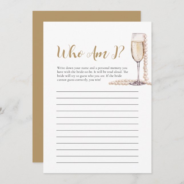 Convites Pérolas e Prosecco, que Sou o Jogo do Chá de panel (Frente/Verso)