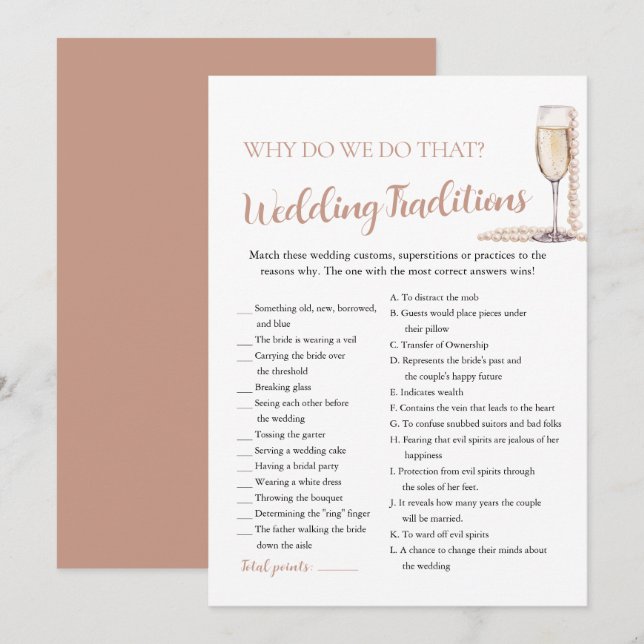 Convites Pérolas e Prosecco Tradições de Casamento Jogo de  (Frente/Verso)