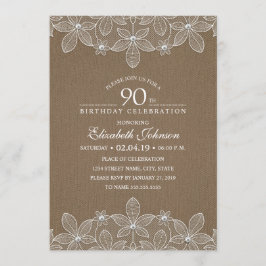 Convites Pérolas e rendas de Festa de aniversário