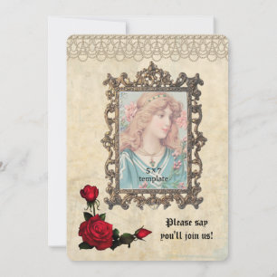 Convites Pérolas e Rosas Vintage Foto Sweet 16