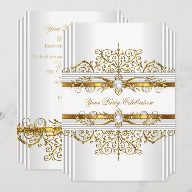 Convites Pérolas Elegantes Bolsa mensageifesta de aniversar (Frente/Verso)