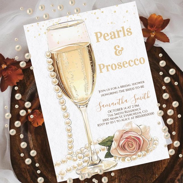 Convites Pérolas Elegantes e Chá de panela do Prosecco (Criador carregado)