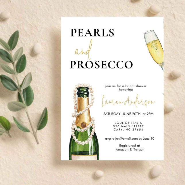 Convites Pérolas Elegantes e Chá de panela Prosecco (Criador carregado)