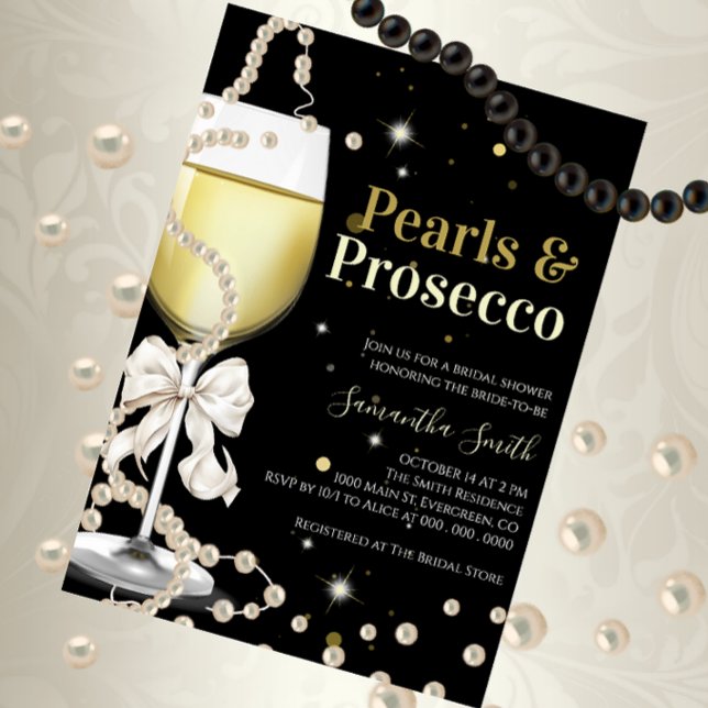 Convites Pérolas Elegantes e Chá de panela Prosecco (Criador carregado)