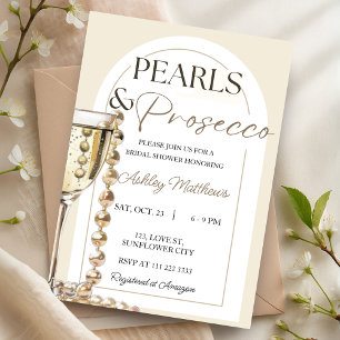 Convites Pérolas Elegantes E Chá de panela Prosecco
