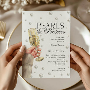 Convites Pérolas Elegantes e Chá de panela Prosecco Brunch