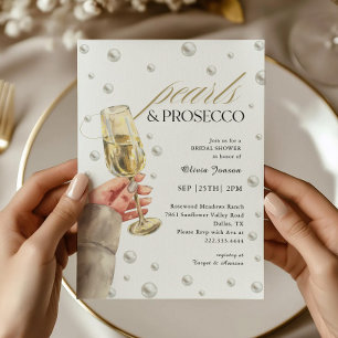 Convites Pérolas Elegantes e Chá de panela Prosecco Brunch