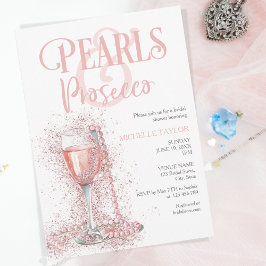 Convites Pérolas Elegantes e Prosecco Boho Blush de Verão R