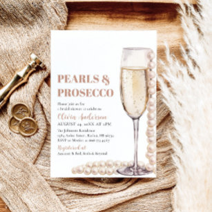 Convites Pérolas Modernas Elegantes e Chá de panela Prosecc