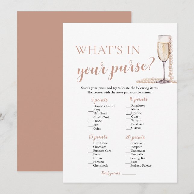 Convites Pérolas Modernas & Prosecco O Que Está no Seu Bols (Frente/Verso)