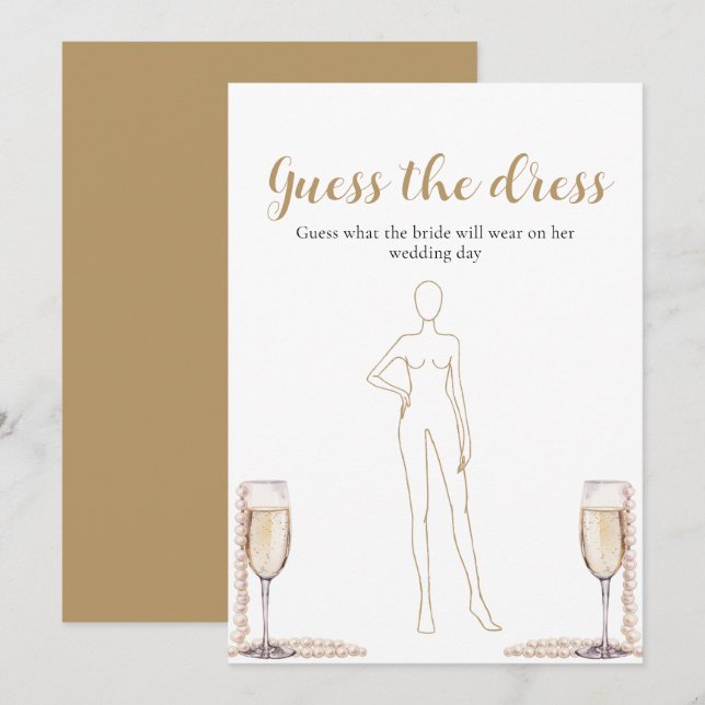 Convites Pérolas Prosecco Adivinhe O Vestido Jogo De Chá De (Frente/Verso)