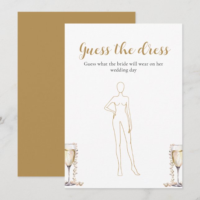 Convites Pérolas Prosecco Adivinhe O Vestido Jogo de Chá de (Frente/Verso)
