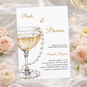 Convites Pérolas Prosecco Chá de Noiva elegante