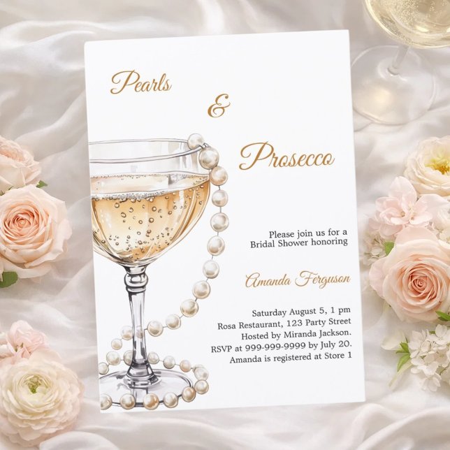 Convites Pérolas Prosecco Chá de Noiva elegante (Criador carregado)