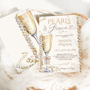 Convites Pérolas & Prosecco Chá de Noiva Elegante